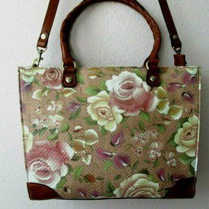 Baratti Convertible Tote in Crackled Rose Garden